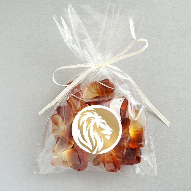 Gold Lion Logo Einfach Runder Aufkleber (Von Creator hochgeladen)