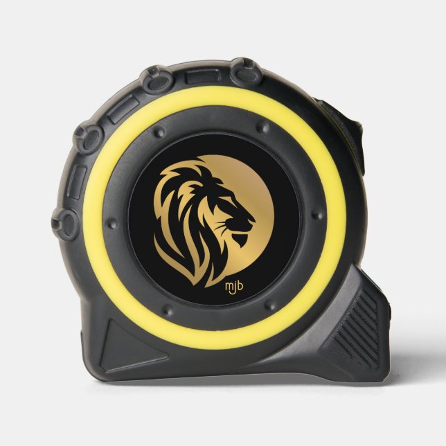 Gold Lion Logo mit Ihren Monogram Initialen Maßband (Vorderseite)