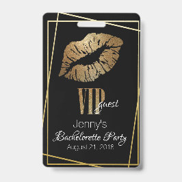 Gold Lip Print Junggeselinnen-Abschied Abzeichen Ausweis