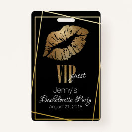 Gold Lip Print Junggeselinnen-Abschied Abzeichen Ausweis