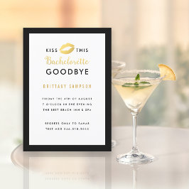 Gold Lippen Küssen Bachelorette Auf Wiedersehen Einladung