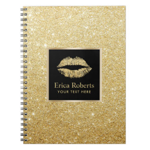 Gold Lippen Moderne Imitat Gold Glitzer Notizblock