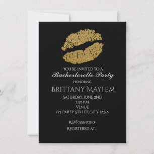 Gold Lips KISS Junggesellinnenabschied Einladung