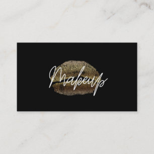 Gold Lips Kiss Makeup Beauty Glam Chic Black Visitenkarte