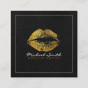 Gold Lips machen Künstler zu einem modernen Black Quadratische Visitenkarte