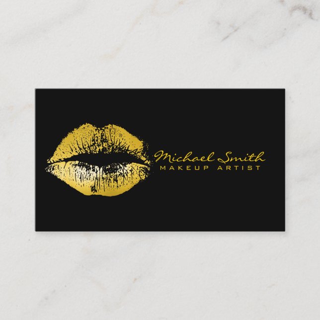 Gold Lips Makeup Artist Visitenkarte (Vorderseite)