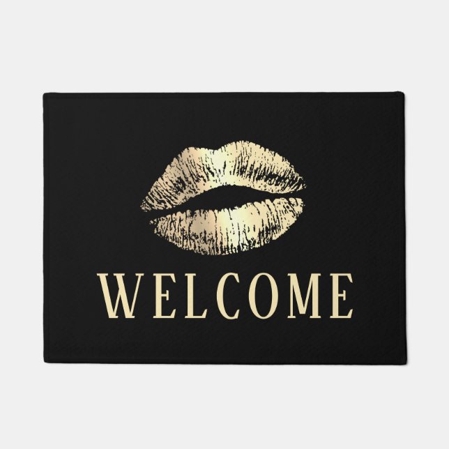 Gold Lips Print Beauty Salon Wellness-Center Willk Fußmatte (Vorderseite)