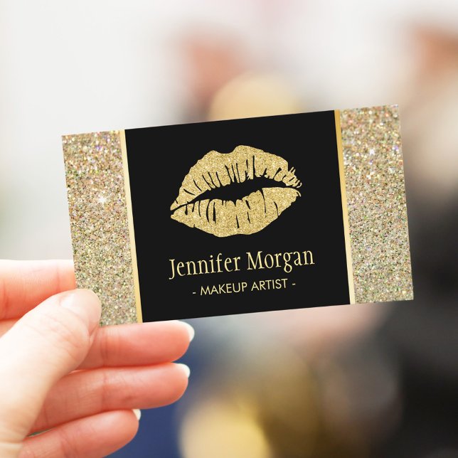 Gold Lips Trendy Glitzer Glitzern Makeup Artist Visitenkarte (Von Creator hochgeladen)