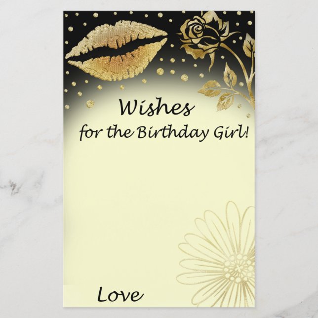 Gold Lips Wünsche für das GeburtstagsMädchenspiel (Vorderseite)