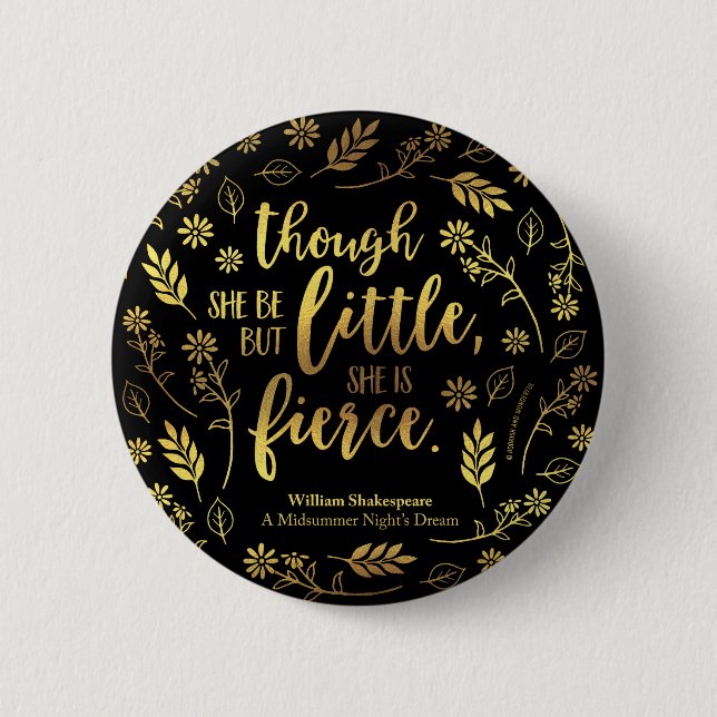 Gold Little Aber Fierce William Shakespeare Floral Button (Vorderseite)