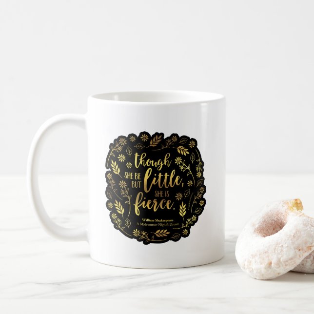 Gold Little Aber Fierce William Shakespeare Floral Kaffeetasse (Mit Donut)