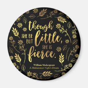 Gold Little Aber Fierce William Shakespeare Floral Magnet