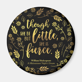 Gold Little Aber Fierce William Shakespeare Floral Magnet