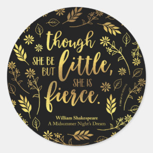 Gold Little Aber Fierce William Shakespeare Floral Runder Aufkleber