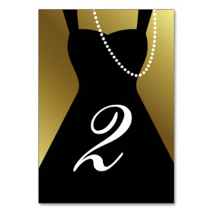 Gold & Little Black Dress Tuxedo Tischkartennummer Tischnummer