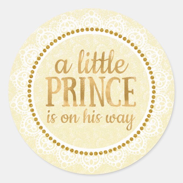 Gold Little Prince Baby Duschaufkleber Runder Aufkleber (Vorderseite)