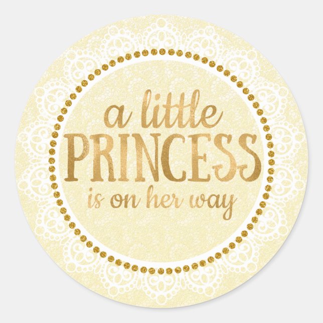 Gold Little Princess Baby Duschkleber Runder Aufkleber (Vorderseite)