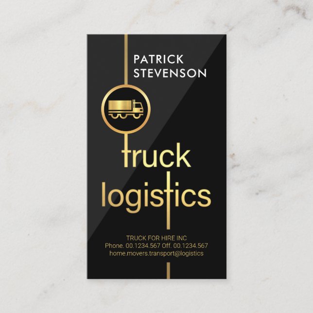 Gold LKW Logistik - Grenzverkehr Visitenkarte (Vorderseite)