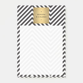 Gold-Logo für das Retro-Schwarz-Weiß-Muster Post-it Klebezettel