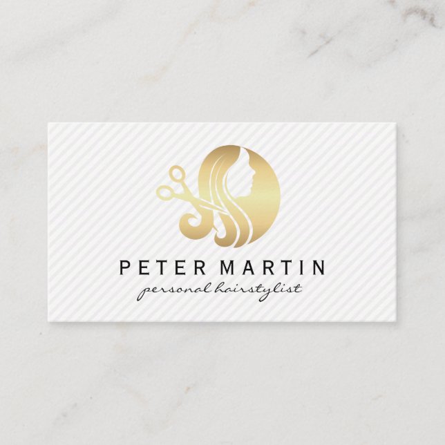 Gold-Logo für Haare und Salon-Scheren Visitenkarte (Vorderseite)