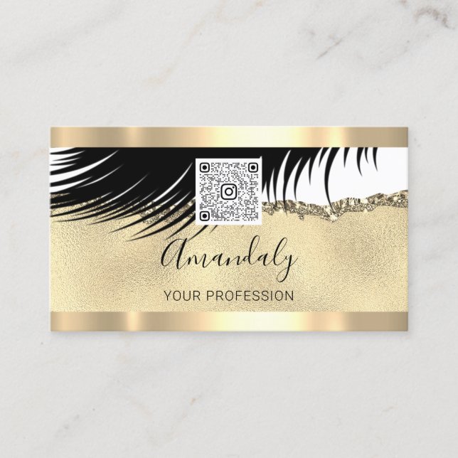 Gold Logo Qr Code 6 Punches 50% OFF Lashes Visitenkarte (Vorderseite)