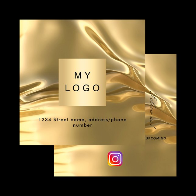 Gold Logo QR Code Instagram folgen Quadratische Visitenkarte (Von Creator hochgeladen)