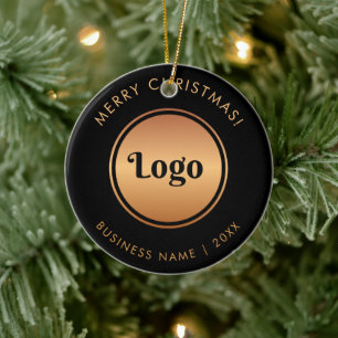 Gold Logo und Custom Text Company Weihnachten Neue Keramik Ornament
