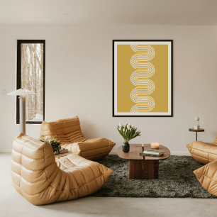Gold Lombard Wellenlinien Moderne Minimalistische  Poster