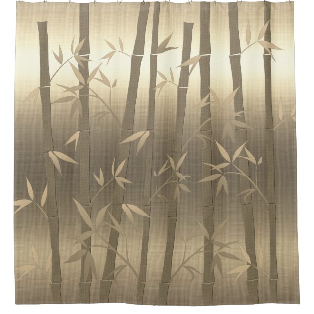 Gold Look Bambus Pflanze Nature Duschvorhang (Vorderseite)