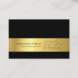 Gold Look Beruflich Modernes Design Elegantes Schw Visitenkarte
