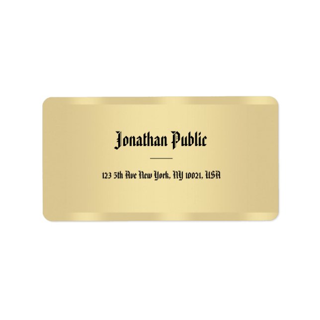 Gold Look Classic Text Elegante Vorlage Adressaufkleber (Vorne)