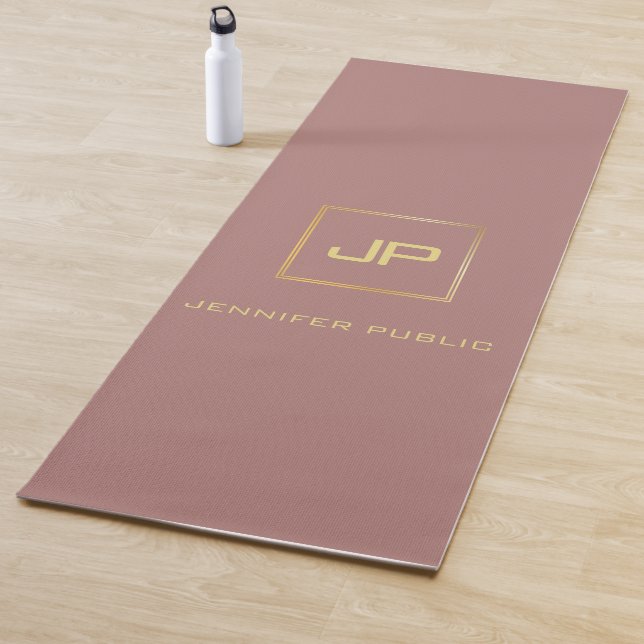 Gold Look Elegante Mit Monogramm Vorlage Sport Yogamatte (Beispiel)