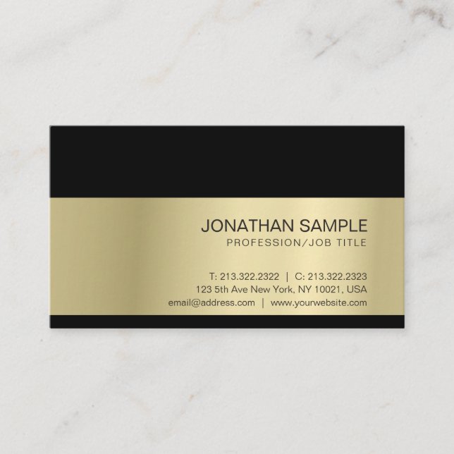 Gold Look Elegante Moderne Berufliche Kreativität Visitenkarte (Vorderseite)