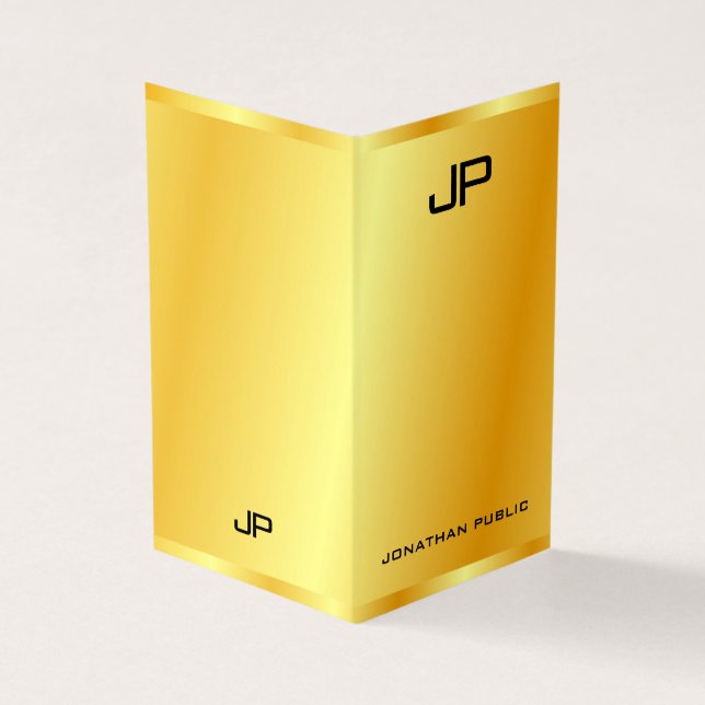 Gold Look Elegante moderne Monogram Vorlage Visitenkarten (Vorderseite)