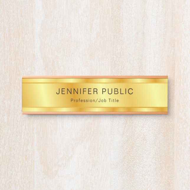 Gold Look Elegante moderne Personalisierte Vorlage Türschild (Vorderseite )