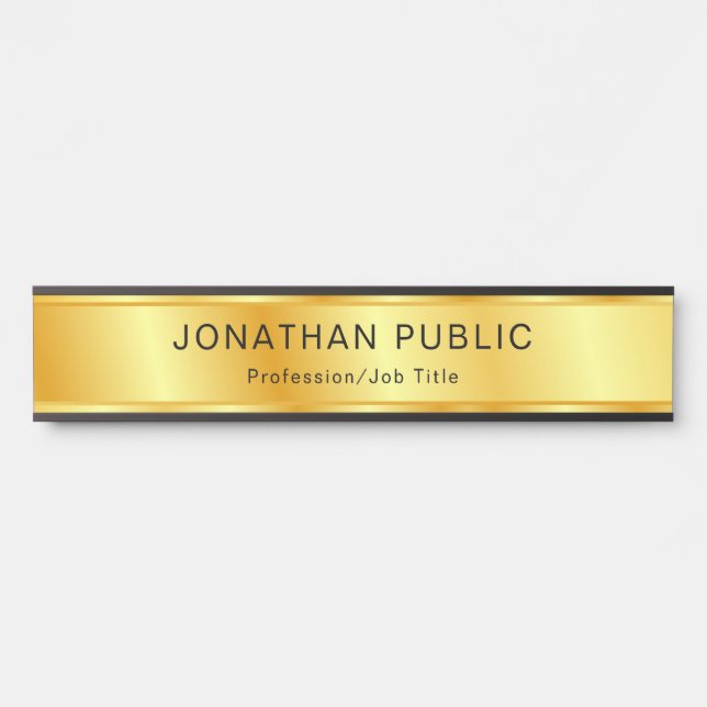Gold Look Elegante moderne trendige Vorlage Türschild (Vorderseite )