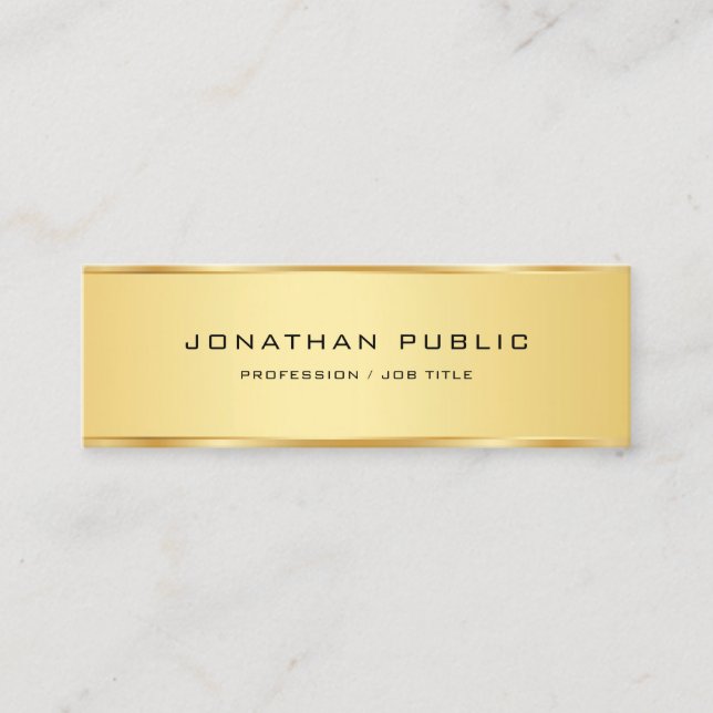 Gold Look Elegante Simple Template Beruflich Mini Visitenkarte (Vorderseite)