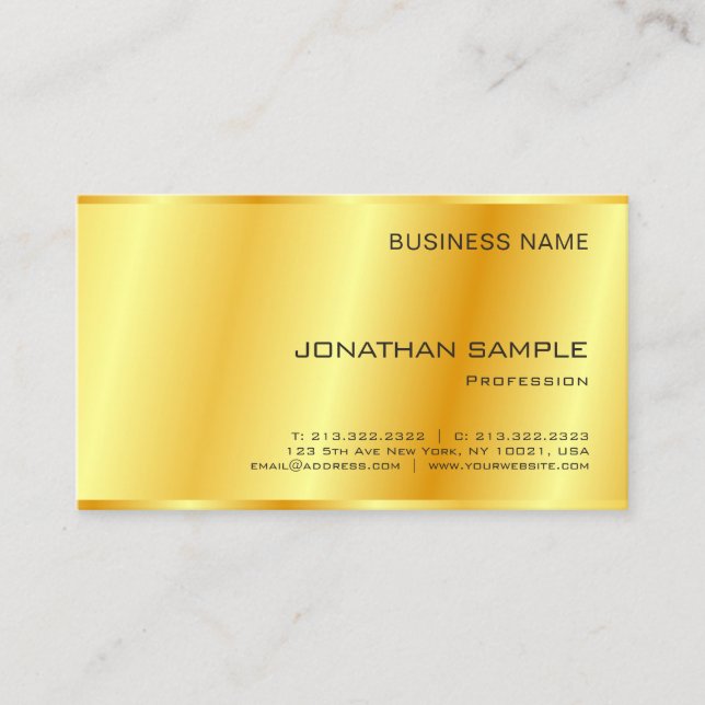 Gold Look Elegante Unternehmen Einfache moderne Vo Visitenkarte (Vorderseite)