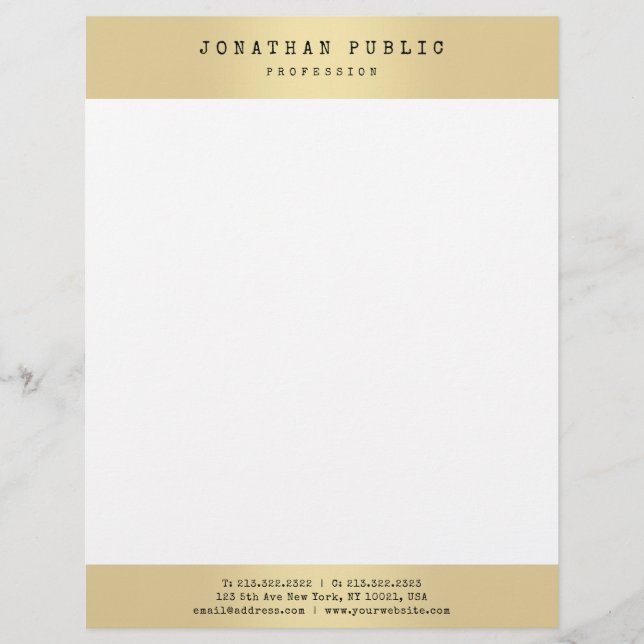 Gold Look Eleganter Glamour Template Moderne Trend Briefbogen (Vorderseite)