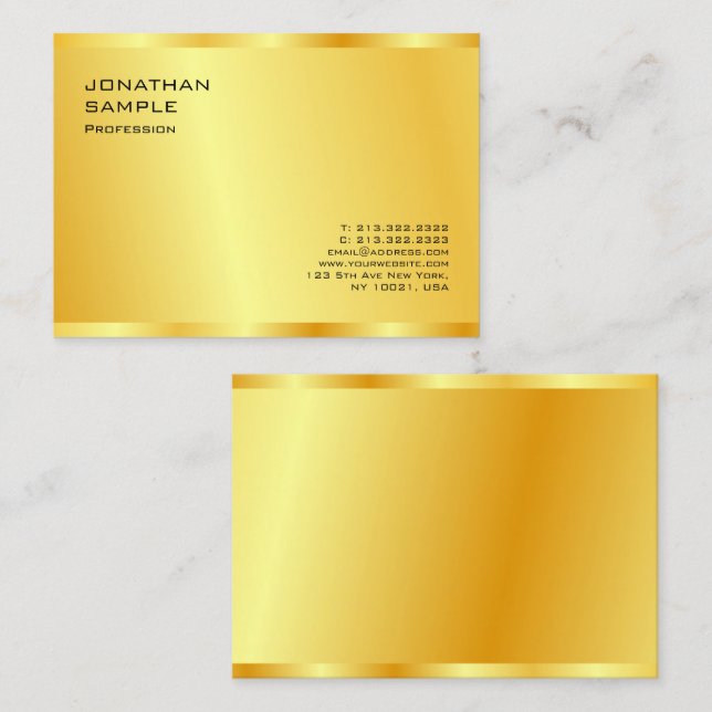Gold Look Glamour Elegant Beruflich Moderne Visitenkarte (Vorne/Hinten)