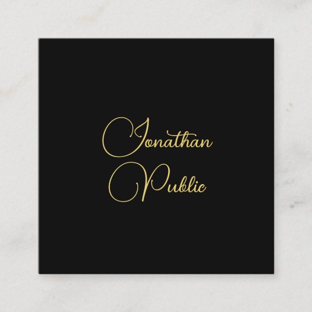 Gold Look Handschrift Name Einfache Vorlage Elegan Quadratische Visitenkarte (Vorderseite)