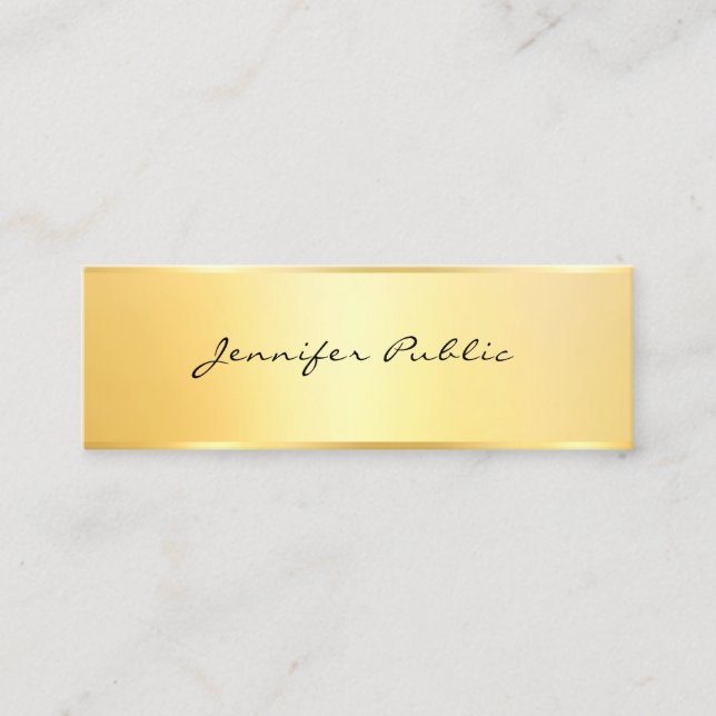 Gold Look Minimalistisch Moderne Elegante Vorlage Mini Visitenkarte (Vorderseite)