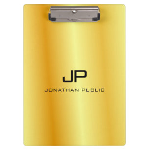 Gold Look Mit Monogramm Elegant Template Klemmbrett