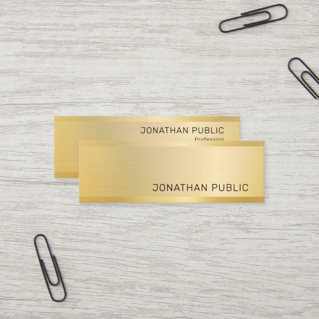 Gold Look Moderne elegante minimalistische Vorlage Mini Visitenkarte (Vorderseite/Rückseite Beispiel)