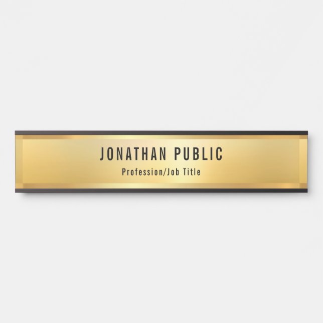 Gold Look Moderner Template Glamour Beruflich Türschild (Vorderseite )