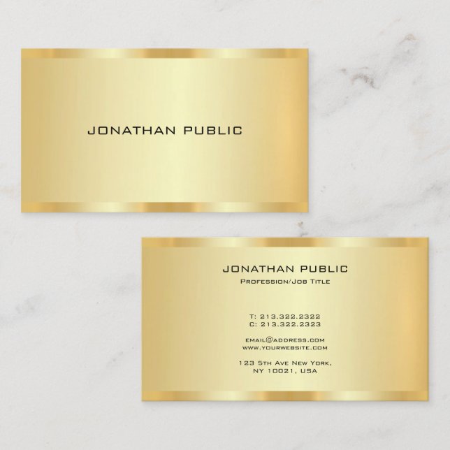 Gold Look Professional Elegant Create Your Own Visitenkarte (Vorne/Hinten)