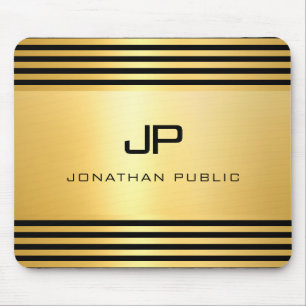Gold Look Schwarz Moderne Elegant Mit Monogramm Mousepad
