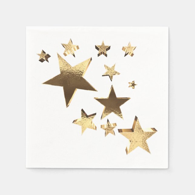 Gold Look Sterne Muster Elegantes Weihnachtsfest P Serviette (Vorderseite)