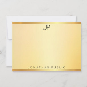 Gold Look Template Moderne einfache, elegante Mono Mitteilungskarte
