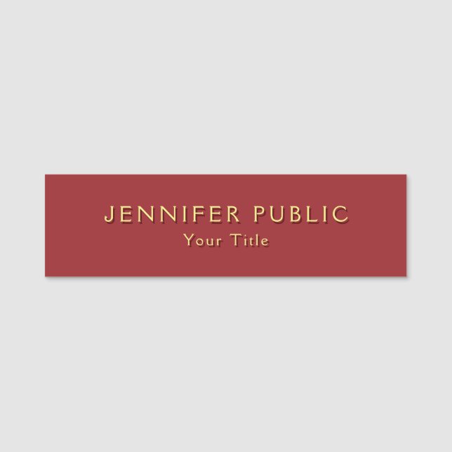 Gold Look Text Movie Template Beste angepasste Vor Namensschild (Vorderseite)
